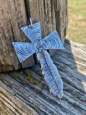Open image in slideshow, Feather Cross Necklace
